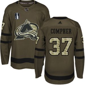 Elegant Adidas Avalanche #37 J.T. Compher Green 2022 Stanley Cup Final Patch Salute to Service Stitched NHL Jersey to show your team love