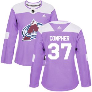 Elegant Adidas Avalanche #37 J.T. Compher Purple Women's Authentic Fights Cancer Stitched NHL Jersey to show your team love