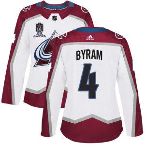 Elegant Adidas Avalanche #4 Bowen Byram White Women's 2022 Stanley Cup Champions Road Authentic Stitched NHL Jersey to show your team love