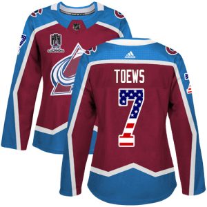 Elegant Adidas Avalanche #7 Devon Toews Burgundy Women's 2022 Stanley Cup Champions Home Authentic USA Flag Stitched NHL Jersey for true hockey enthusiasts
