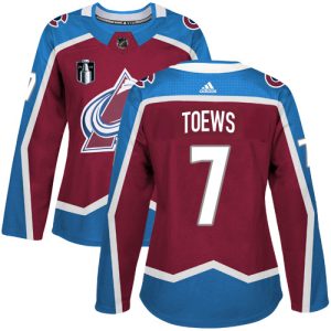 Elegant Adidas Avalanche #7 Devon Toews Burgundy Women's 2022 Stanley Cup Final Patch Home Authentic Stitched NHL Jersey to support your favorite players
