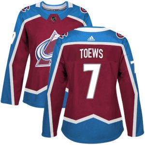 Elegant Adidas Avalanche #7 Devon Toews Burgundy Women's Home Authentic Stitched NHL Jersey for die   hard Blackhawks fans