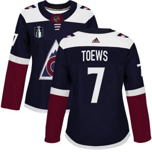 Elegant Adidas Avalanche #7 Devon Toews Navy Women's 2022 Stanley Cup Final Patch Alternate Authentic Stitched NHL Jersey for true hockey enthusiasts