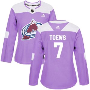 Elegant Adidas Avalanche #7 Devon Toews Purple Women's Authentic Fights Cancer Stitched NHL Jersey for top   notch game   day wear
