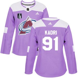 Elegant Adidas Avalanche #91 Nazem Kadri Purple Women's 2022 Stanley Cup Final Patch Authentic Fights Cancer Stitched NHL Jersey for a valuable hockey collectible