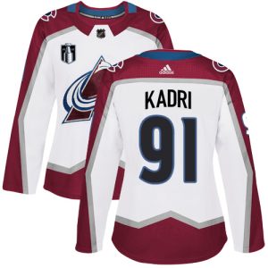 Elegant Adidas Avalanche #91 Nazem Kadri White Women's 2022 Stanley Cup Final Patch Road Authentic Stitched NHL Jersey to add to your hockey memorabilia collection
