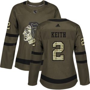 Elegant Adidas Blackhawks #2 Duncan Keith Green Salute to Service Women's Stitched NHL Jersey for a valuable hockey collectible