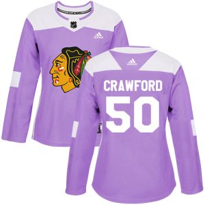 Elegant Adidas Blackhawks #50 Corey Crawford Purple Authentic Fights Cancer Women's Stitched NHL Jersey for top   notch game   day wear