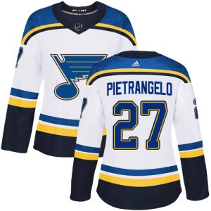 Elegant Adidas Blues #27 Alex Pietrangelo White Road Authentic Women's Stitched NHL Jersey to add to your hockey memorabilia collection