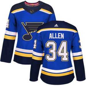 Elegant Adidas Blues #34 Jake Allen Blue Home Authentic Women's Stitched NHL Jersey for a valuable hockey collectible