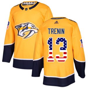 Elegant Adidas Predators #13 Yakov Trenin Yellow Home Authentic USA Flag Stitched NHL Jersey for die   hard Blackhawks fans
