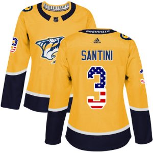 Elegant Adidas Predators #3 Steven Santini Yellow Home Authentic USA Flag Women's Stitched NHL Jersey for true hockey enthusiasts