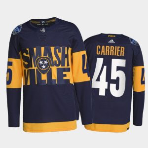 Elegant Adidas Predators #45 Alexandre Carrier Men's 2022 Stadium Series Authentic NHL Jersey   Navy for a valuable hockey collectible