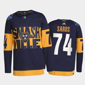 Elegant Adidas Predators #74 Juuse Saros Men's 2022 Stadium Series Authentic NHL Jersey   Navy for a memorable sports moment