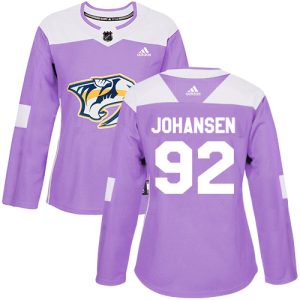 Elegant Adidas Predators #92 Ryan Johansen Purple Authentic Fights Cancer Women's Stitched NHL Jersey for an exciting hockey game
