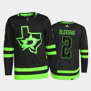 Elegant Adidas Stars #2 Jamie Oleksiak Men's 2021 22 Alternate Authentic NHL Jersey   Black for top   notch game   day wear