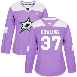 Elegant Adidas Stars #37 Justin Dowling Purple Authentic Fights Cancer Women's Stitched NHL Jersey for a memorable sports moment