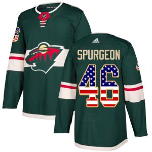 Elegant Adidas Wild #46 Jared Spurgeon Green Home Authentic USA Flag Stitched Youth NHL Jersey for true hockey enthusiasts