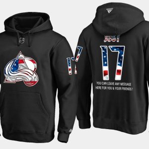 Elegant Avalanche #17 Tyson Jost NHL Banner Wave Usa Flag Black Hoodie for an exciting hockey game