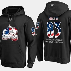 Elegant Avalanche #83 Matt Nieto NHL Banner Wave Usa Flag Black Hoodie for true hockey enthusiasts
