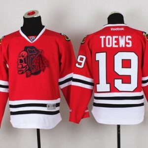 Elegant Blackhawks #19 Jonathan Toews Red(Red Skull) Stitched Youth NHL Jersey for a memorable sports moment