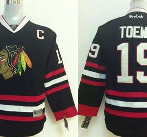 Elegant Blackhawks #19 Jonathan Toews Stitched Black Youth NHL Jersey for an exciting hockey game