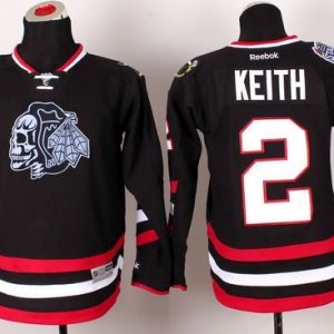 Elegant Blackhawks #2 Duncan Keith Black(White Skull) 2014 Stadium Series Stitched Youth NHL Jersey for top   notch game   day wear