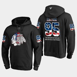 Elegant Blackhawks #95 Dylan Sikura NHL Banner Wave Usa Flag Black Hoodie to support your favorite players