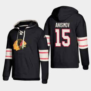 Elegant Chicago Blackhawks #15 Artem Anisimov Black adidas Lace Up Pullover Hoodie for die   hard Blackhawks fans