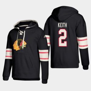 Elegant Chicago Blackhawks #2 Duncan Keith Black adidas Lace Up Pullover Hoodie to show your team love
