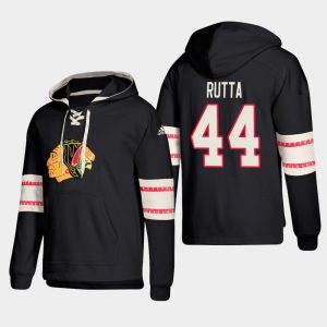 Elegant Chicago Blackhawks #44 Jan Rutta Black adidas Lace Up Pullover Hoodie for a memorable sports moment