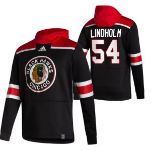 Elegant Chicago Blackhawks #54 Anton Lindholm Adidas Reverse Retro Pullover Hoodie Black to stand out at the stadium