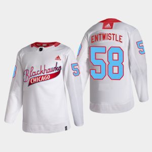 Elegant Chicago Blackhawks #58 Mackenzie Entwistle Men's White One Community Night NHL Jersey to support your favorite players