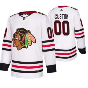 Elegant Chicago Blackhawks Custom 2019 20 Away Authentic Player White NHL Jersey for die   hard Blackhawks fans