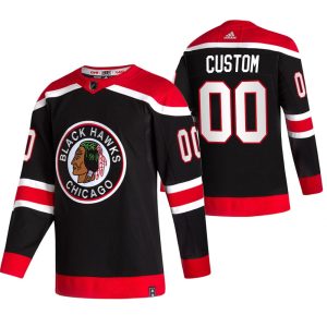 Elegant Chicago Blackhawks Custom Black Men's Adidas 2020 21 Reverse Retro Alternate NHL Jersey for top   notch game   day wear