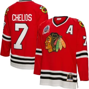Elegant Chris Chelios Chicago Blackhawks Alternate Captain Patch 1991/92 Blue Line Player Jersey   Red for die   hard Blackhawks fans