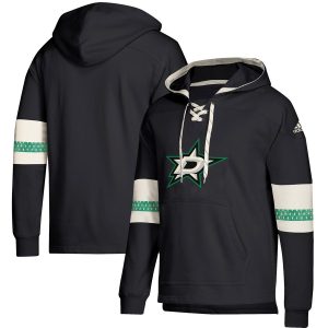 Elegant Dallas Stars adidas Jersey Lace Up Pullover Hoodie Black for die   hard Blackhawks fans