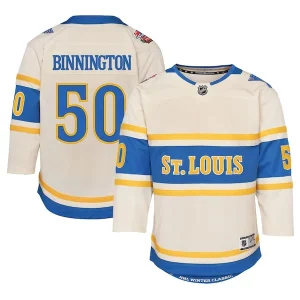 Elegant Jordan Binnington St. Louis Blues Youth 2025 NHL Winter Classic Premier Player Jersey   Cream for top   notch game   day wear