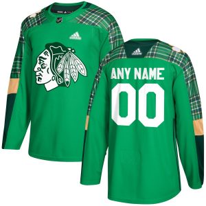Elegant Men's Adidas Chicago Blackhawks Personalized Green St. Patrick's Day Custom Practice NHL Jersey for a memorable sports moment