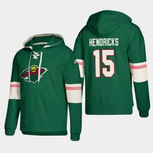 Elegant Minnesota Wild #15 Matt Hendricks Green adidas Lace Up Pullover Hoodie to support your favorite players