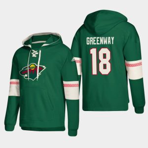 Elegant Minnesota Wild #18 Jordan Greenway Green adidas Lace Up Pullover Hoodie for a valuable hockey collectible
