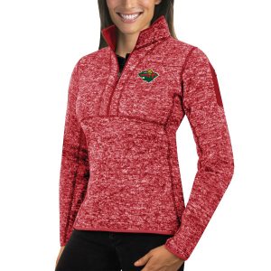 Elegant Minnesota Wild Antigua Women's Fortune 1/2 Zip Pullover Sweater Red to support your favorite players