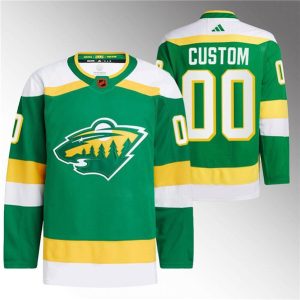 Elegant Minnesota Wild Custom Men's adidas Reverse Retro 2.0 Authentic Player Jersey   Green to show your team love