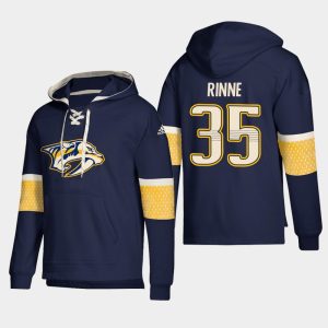 Elegant Nashville Predators #35 Pekka Rinne Navy adidas Lace Up Pullover Hoodie to stand out at the stadium