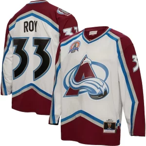 Elegant Patrick Roy Colorado Avalanche 2000/01 Blue Line Player Jersey   White to add to your hockey memorabilia collection