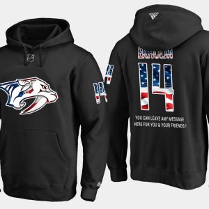 Elegant Predators #14 Mattias Ekholm NHL Banner Wave Usa Flag Black Hoodie to support your favorite players