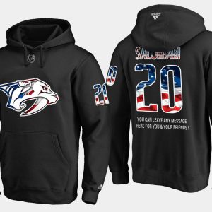 Elegant Predators #20 Miikka Salomaki NHL Banner Wave Usa Flag Black Hoodie for a valuable hockey collectible