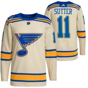 Elegant St. Louis Blues #11 Brian Sutter Men's Adidas 2022 Winter Classic NHL Authentic Jersey Cream to stand out at the stadium