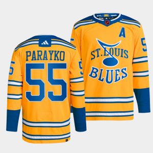 Elegant St.Louis Blues #55 Colton Parayko Men's adidas Reverse Retro 2.0 Authentic Player Jersey   Yellow to show your team love