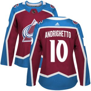 Fabulous Adidas Avalanche #10 Sven Andrighetto Burgundy Home Authentic Women's Stitched NHL Jersey for a memorable sports moment